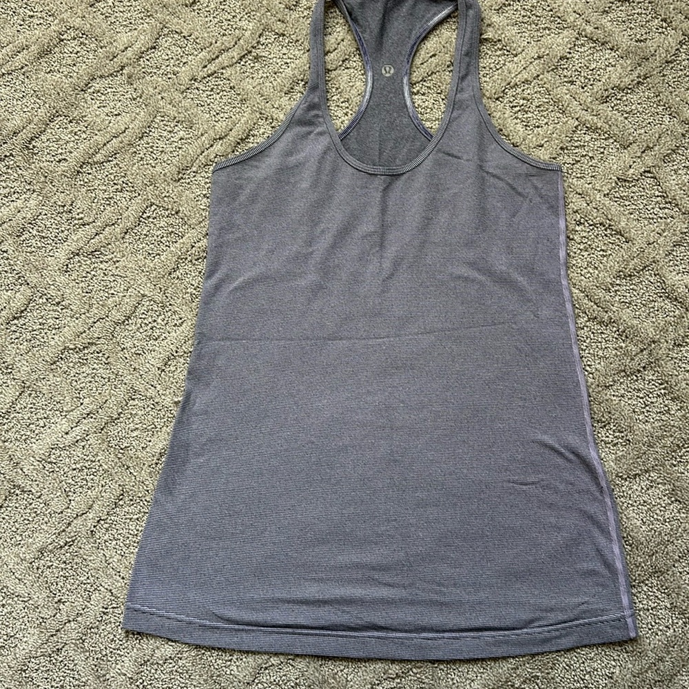 Lululemon Cool Racerback Tank - size 10 - Purple/Lavender mini stripe